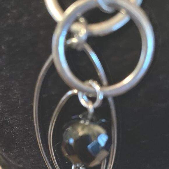 Graziano faceted beaded silver tone loops two stand Necklace Boho Chic - Picture 4 of 5